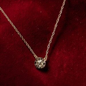 Coach Gold Pendant Necklace with Clear Crystal